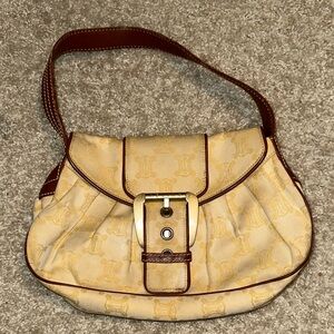 Vintage Celine Cream and Brown Shoulder Bag